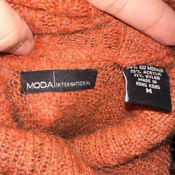 Moda Internation orange  mohair wool blend 70’s cowl sweater - Picture 3 of 3